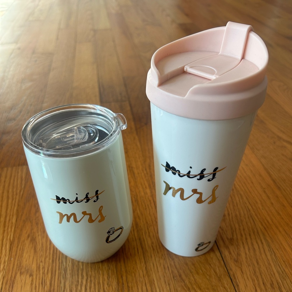 NWT TWO Kate Spade insulated cups “Miss to Mrs.” - bachelorette gift